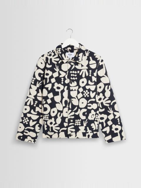 Wax London Iggy - Navy And Ecru Spin Jacquard Jacket