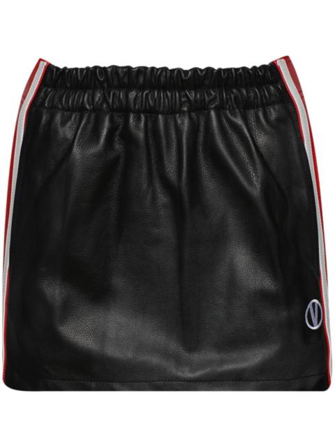VETEMENTS logo-embroidered leather mini skirt