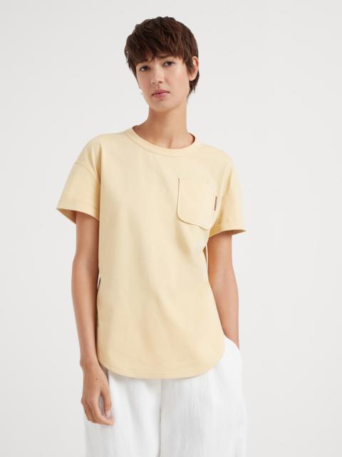 Cotton jersey T-shirt with shiny tab