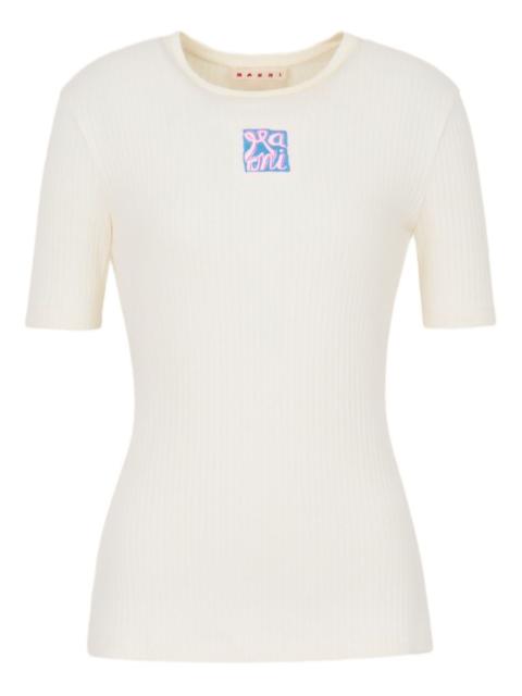 Marni ribbed logo-embroidered T-shirt