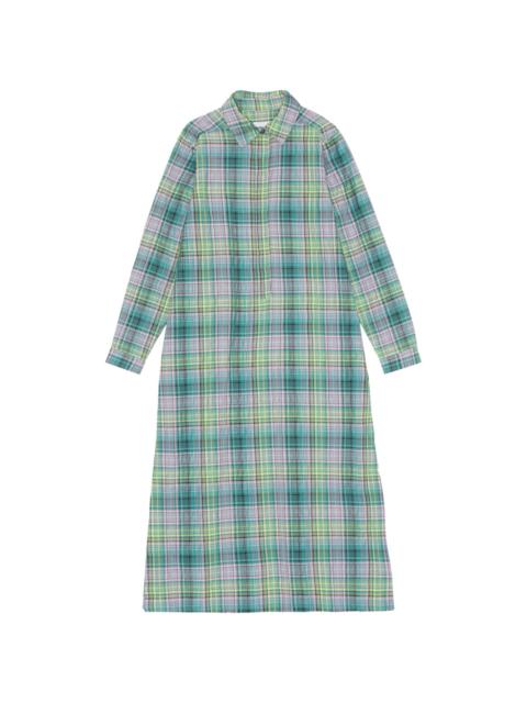 check-pattern seersucker shirt dress