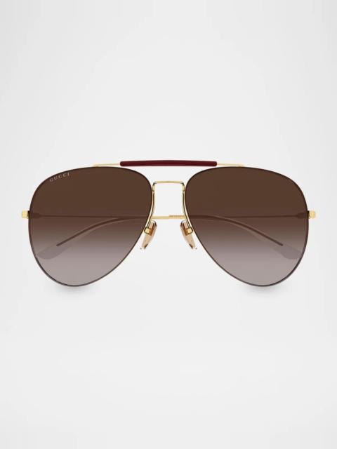 GUCCI Men's GG2255S Pure Light Metal Pilot Sunglasses