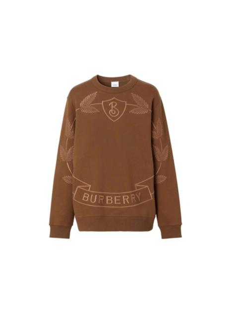 Burberry Burberry Embroidered Oak Leaf Crest Cotton Sweatshirt Dark Birch Brown