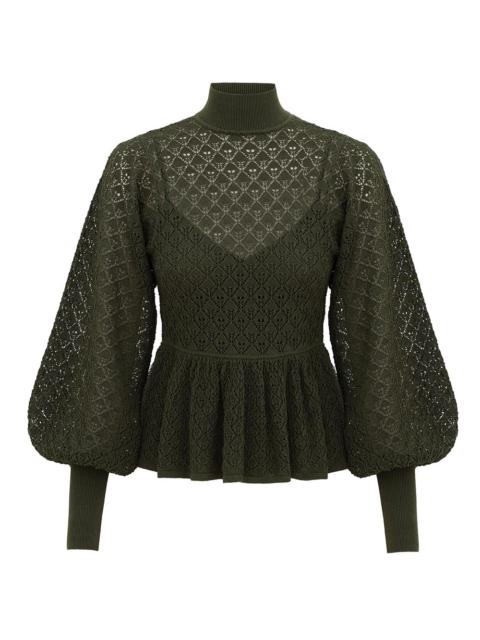 Zimmermann LUNA LACE KNIT PEPLUM BLOUSE