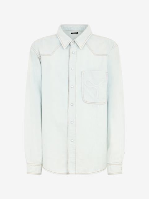 Roberto Cavalli Light Blue Denim Shirt With Contrast Stitching