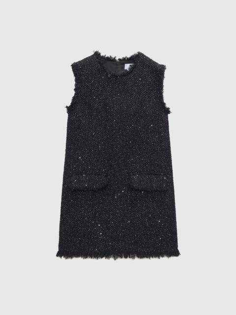 MSGM Cotton tweed lamé sleeveless midi dress