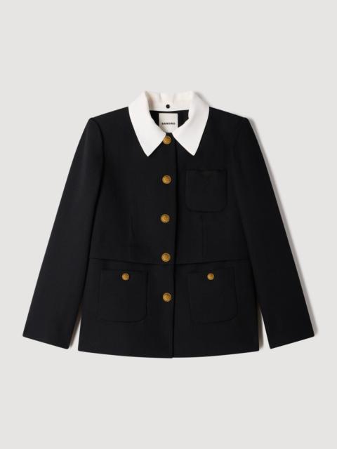 Sandro JACKET WITH REMOVABLE CONTRAST COLLAR