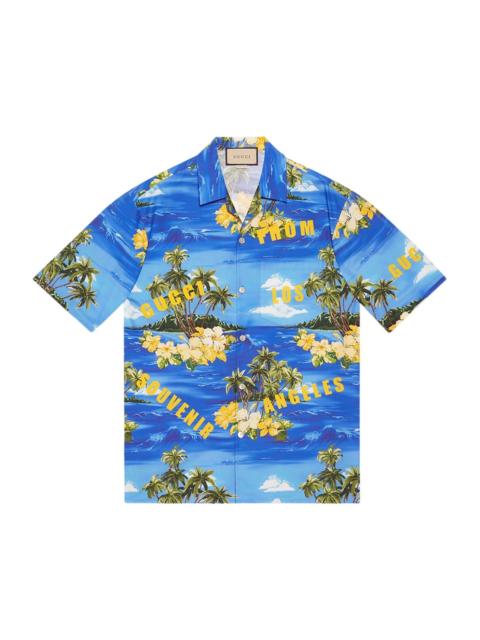 GUCCI Love Parade Souvenir Short Sleeve Shirt Blue