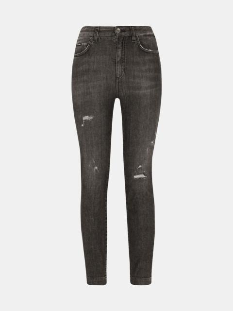 Dolce & Gabbana Deep blue denim Audrey jeans with ripped details