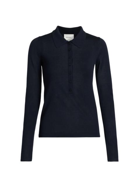 Reformation Women's Wool Knit Polo Shirt - Navy