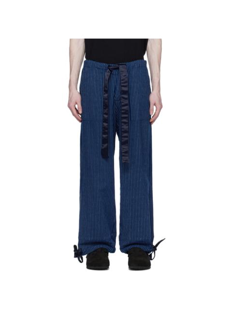 Greg Lauren Navy Pinstripe Trousers