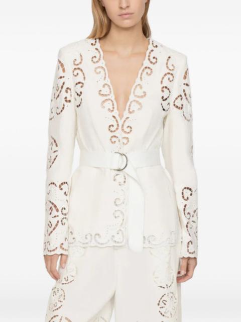 Sea Dahlia broderie-anglaise belted blazer