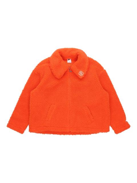 Nike (WMNS) Nike CNY New Year's Edition Lamb's Wool Solid Color Lapel Jacket Orange DQ5366-817