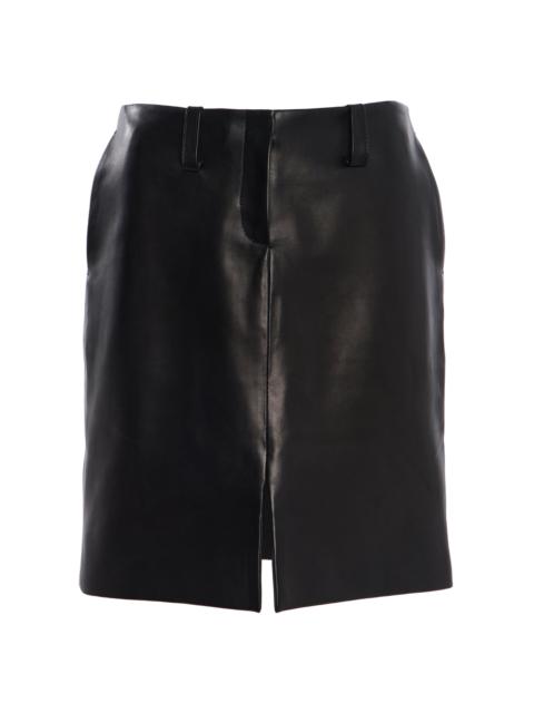 BRANDON MAXWELL The Lex Pencil Leather Mini Skirt black