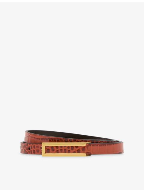 REISS Bronya Mock-Croc Leather Belt
