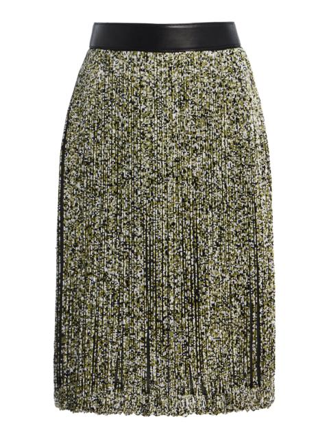 BRANDON MAXWELL The Juno Bead-Embroidered Knee-Length Skirt green