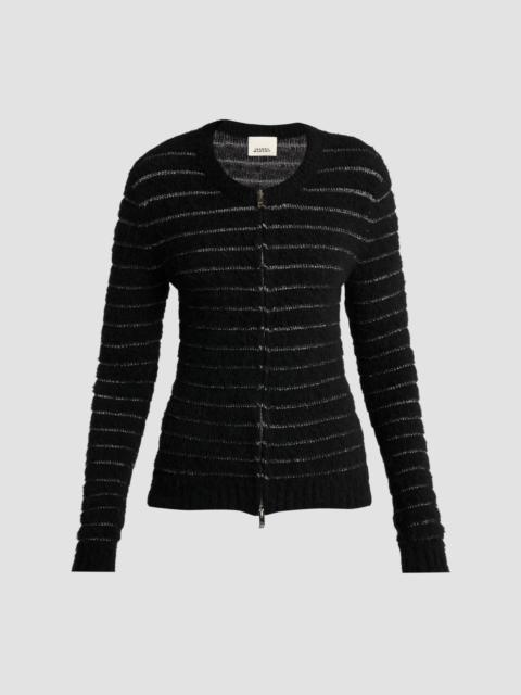 Isabel Marant Women's Seona Metallic Stripe Full-Zip Cardigan - Black Silver