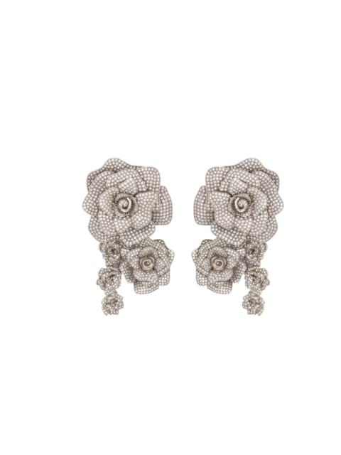 Balmain Palladium Rose earrings set with crystals
