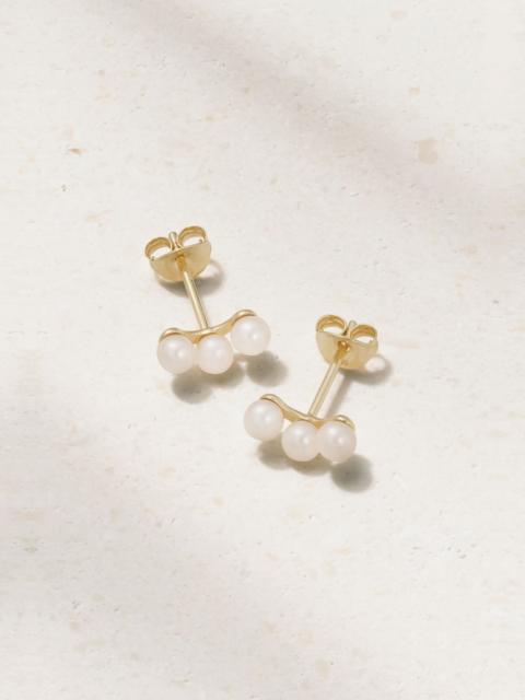 MATEO Trio 14-karat gold pearl earrings Gold