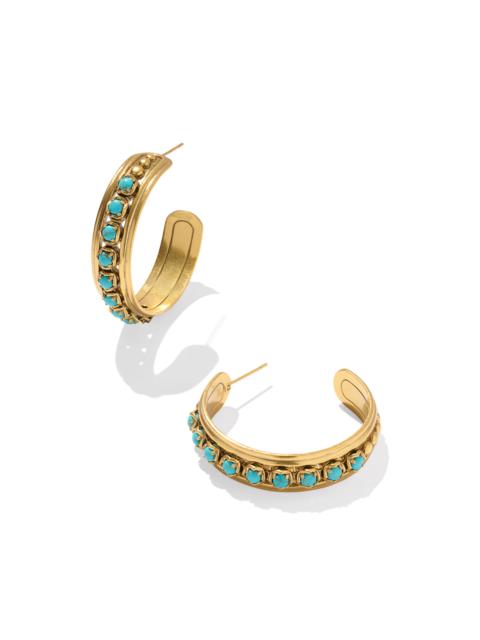 KENDRA SCOTT Ida Vintage Gold Hoop Earrings in Variegated Turquoise Magnesite