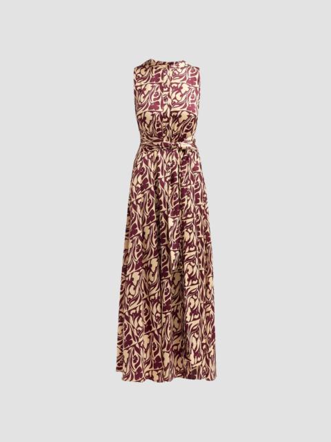 MISA Women's Anabella Tiled Floral Tie-Waist Dress - Tiled Flora Satin