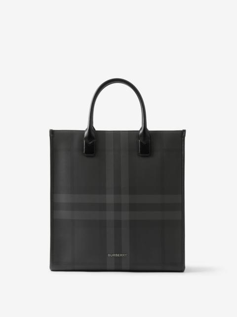 Burberry Charcoal Check and Leather Slim Tote