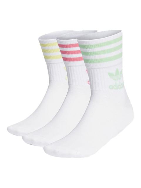 adidas adidas originals Enjoy Summer Mid Cut Crew Socks 3 Pairs 'White' H62015