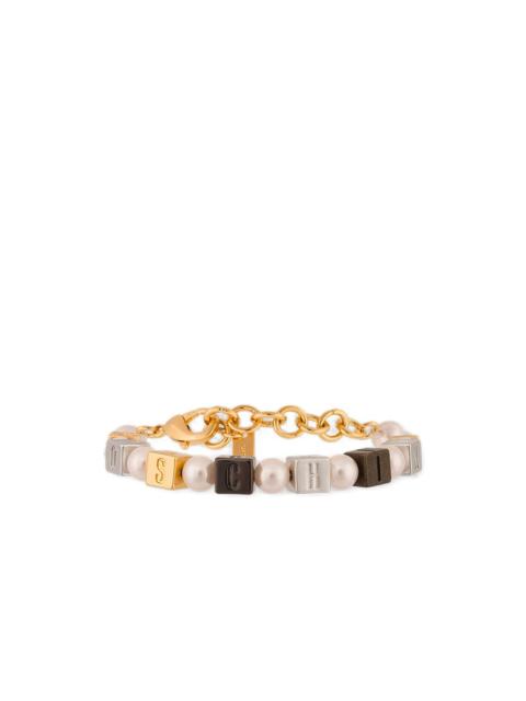 Moschino logo-beaded bracelet