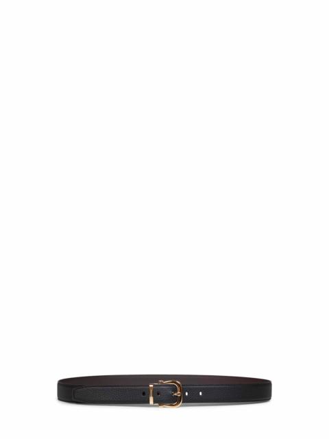 FERRAGAMO Black and dark brown reversible Gancini belt