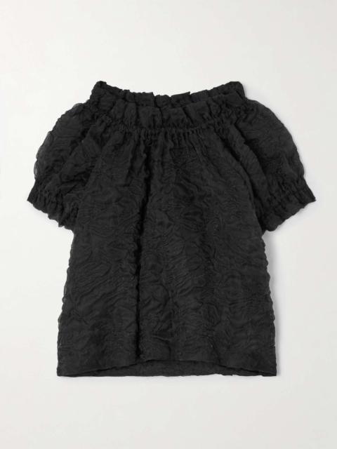 Simone Rocha Ruffled cloqué blouse Black