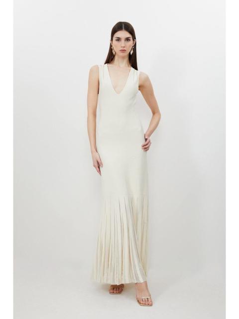 KAREN MILLEN Viscose Blend Sheer Skirt Maxi Knit Dress