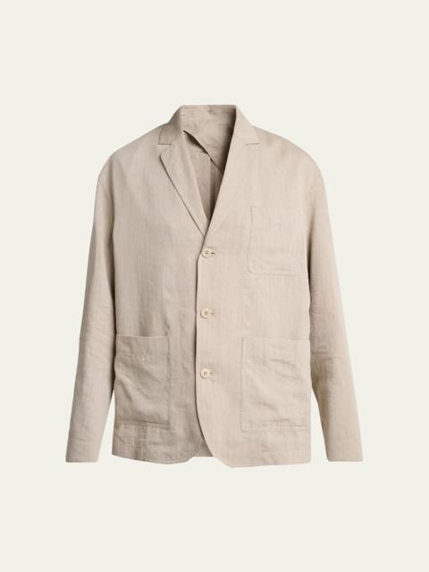JACQUEMUS Men's Herringbone Linen-Blend Blazer