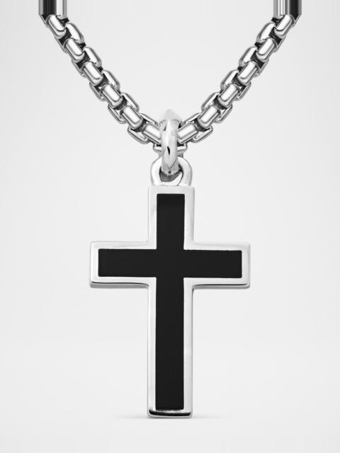 DAVID YURMAN Men's Exotic Stone Cross Pendant with Gemstone in Silver, 26mm