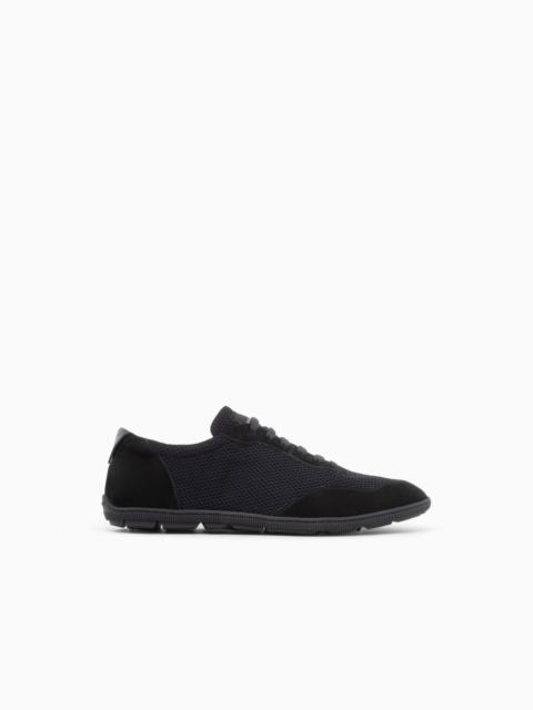 GIORGIO ARMANI SNEAKERS IN SUEDE AND MESH WITH LEATHER AND A RUBBER SOLE
