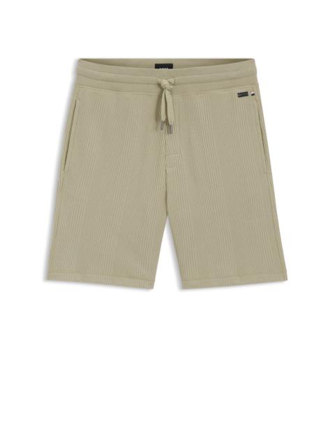 BOSS COTTON-BLEND SHORTS WITH WAFFLE TEXTURE