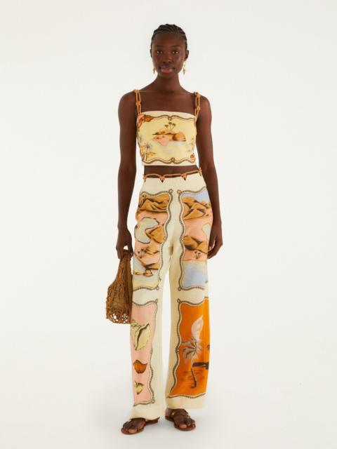 FARM RIO Multicolor Rio Souvenir Scarves Rope Detail Pants