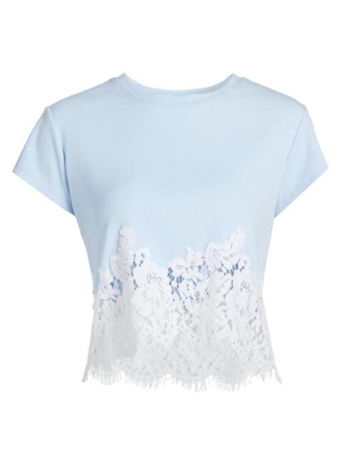 GENERATION LOVE Women's Paige Lace Combo T-Shirt - Light Blue White