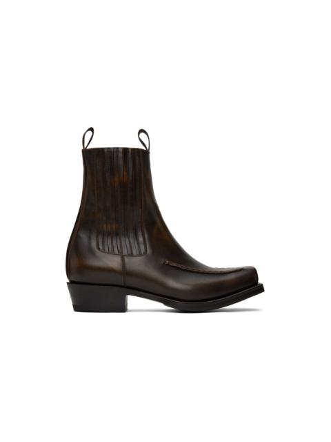 HEREU Brown Agulla Chelsea Boots