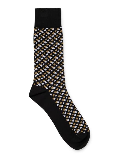BOSS MONOGRAM-MOTIF SOCKS IN A MERCERIZED COTTON BLEND