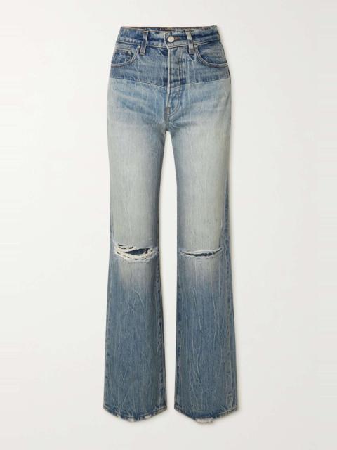 AMIRI Distressed high-rise straight-leg jeans