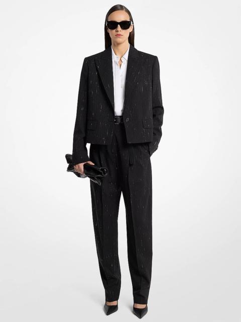MICHAEL KORS COLLECTION Spencer Pinstriped Sequin Stretch Wool Blazer
