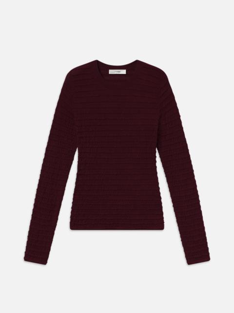 Smocked Long Sleeve Crewneck in Wine