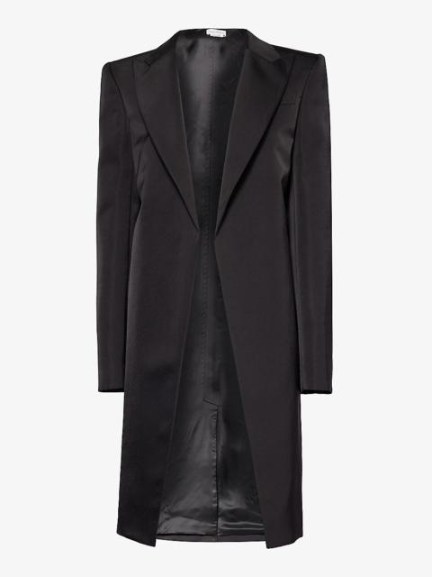 Alexander McQueen Peak-lapel welt-pocket regular-fit silk coat