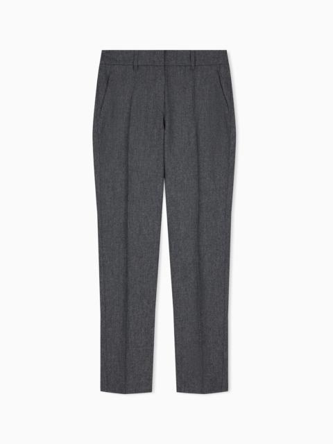 EMPORIO ARMANI UNLINED TROUSERS IN WOOL AND CASHMERE FLANNEL WITH ZIPPER
