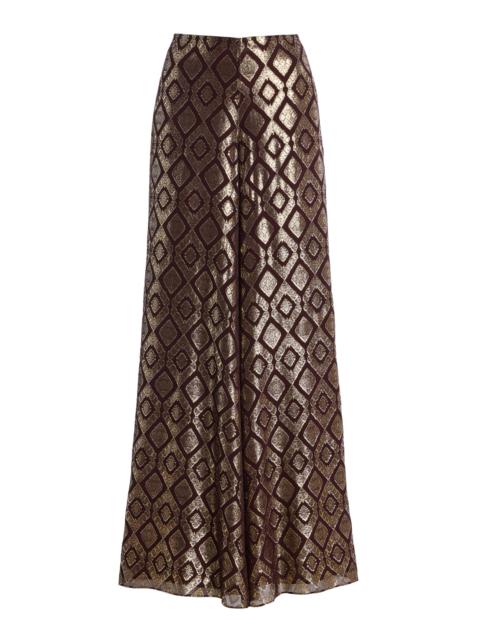 ALEXIS Maxine Metallic Jacquard Wide-Leg Pants brown