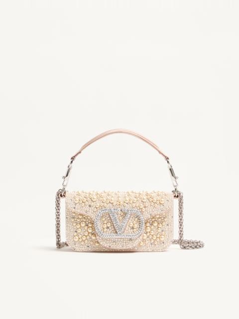 Valentino VALENTINO GARAVANI LOCÒ SMALL SHOULDER BAG WITH PEARLS, RHINESTONES AND JEWEL LOGO