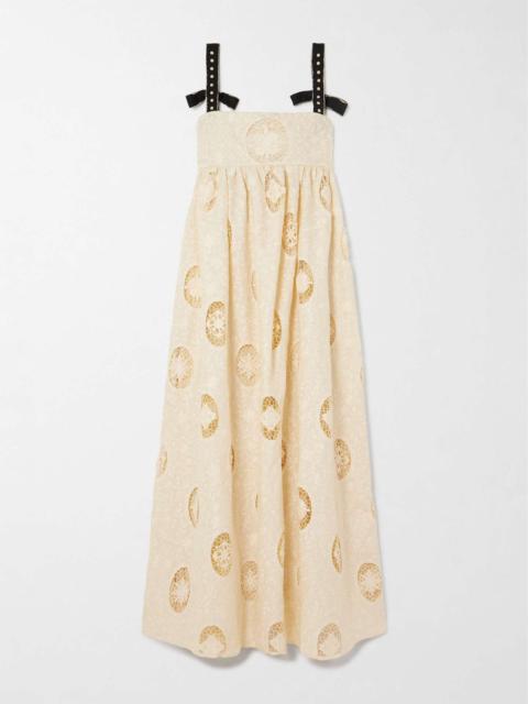 + NET SUSTAIN Verbena Platero embellished broderie anglaise linen maxi dress