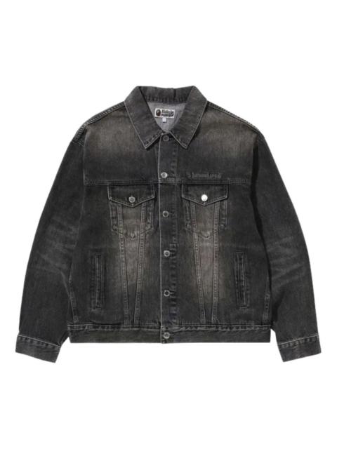 A BATHING APE® A Bathing Ape Distressed Denim Trucker Jacket 'Black' 1K80-140-308-BLACK
