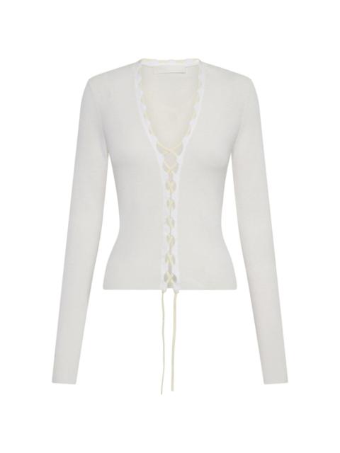 Dion Lee Bichrome ribbed lace-up cardigan