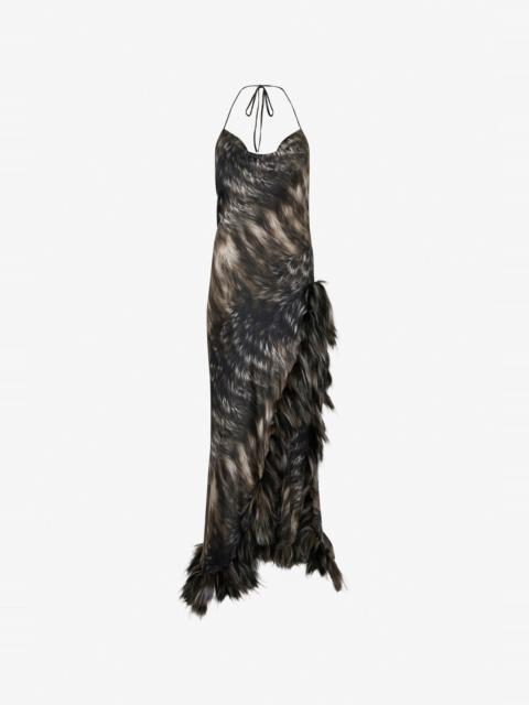 Roberto Cavalli Dress in Silk with Fur Print